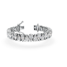Elegant Platinum Pear-Shaped Diamond Line Bracelet (6.5 Inch)
