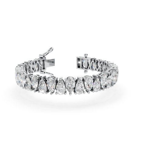 Elegant Platinum Pear-Shaped Diamond Line Bracelet (6.5 Inch)