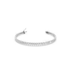 Exquisite Two-Tone Twisted Pave Diamond Bangle Bracelet (6.5 Inch)