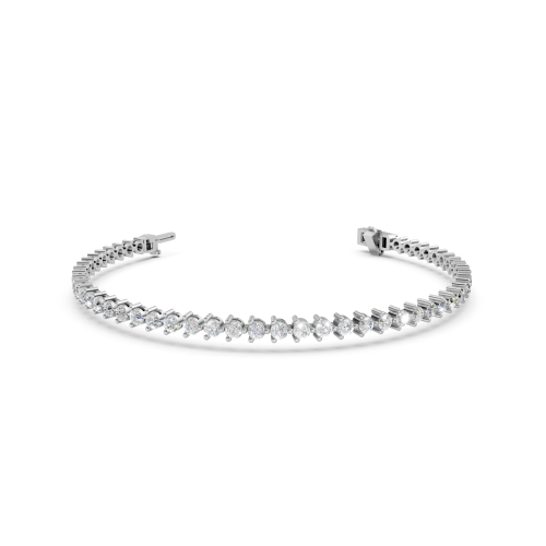 Classic Platinum Diamond Tennis Bracelet with Elegant Prong Settings (6.5 Inch)