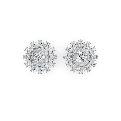 Articulated Round Cut Diamond Earrings