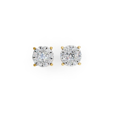 Two-Tone Geometric Diamond Stud Earrings