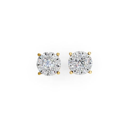Two-Tone Geometric Diamond Stud Earrings