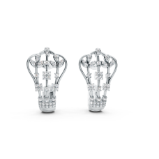 Abstract Platinum Diamond Sculptural Designer Earrings