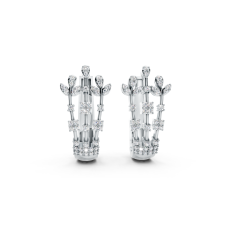 Geometric Platinum Hoop Earrings with Mixed-Cut Diamonds