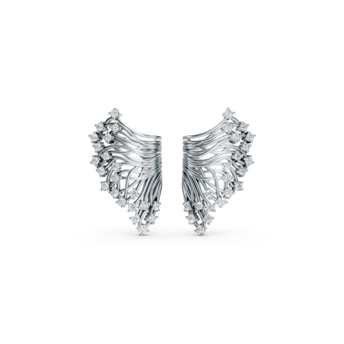 Exquisite Platinum Diamond Fan-Shaped Earrings