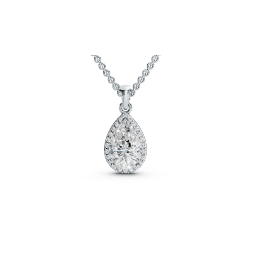 Pear-Shaped Diamond Halo Pendant