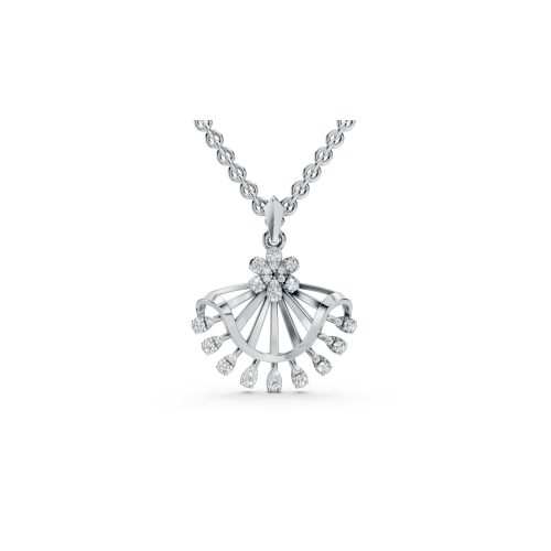 Floral Sunburst Diamond Fan Pendant