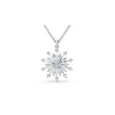 Round Platinum Starburst with Central Diamond Cluster Pendant