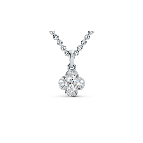 Four-Petal Floral Diamond Pendant