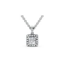 Modern Princess Cut Halo Diamond Pendant