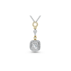 Two-Tone Princess Cut Diamond Halo Pendant