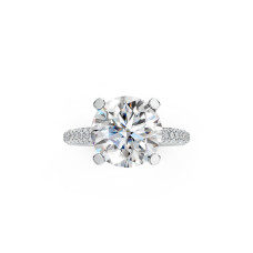 Brilliant White Metal Solitaire Ring with Dazzling Continuous Diamond Band