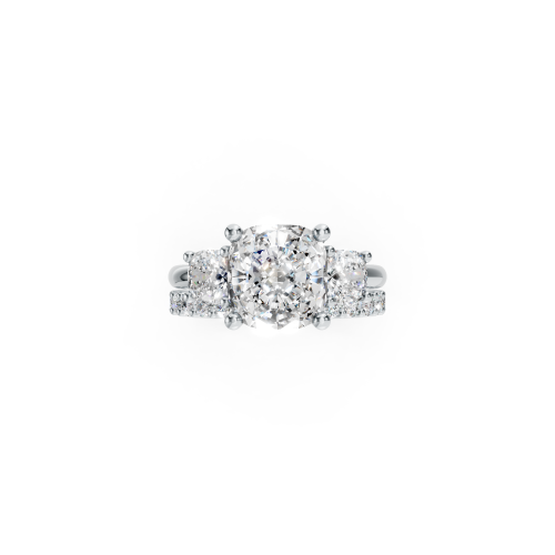 Exquisite Platinum Oval Diamond Halo Ring with Side Diamond Band