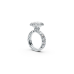 Oval Platinum Round Diamond Halo Ring with Ornate Scrollwork Band
