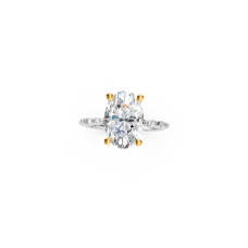 Elegant Two-Tone Platinum and Gold Oval Diamond Solitaire Ring