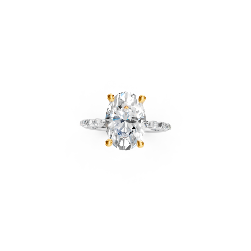 Elegant Two-Tone Platinum and Gold Oval Diamond Solitaire Ring