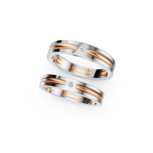 The Aveline Dual-Tone Diamond Couple Bands