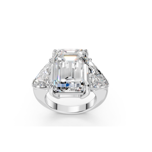 Grand Platinum Multi-Shape Diamond Cluster Statement Ring (US Size 6)