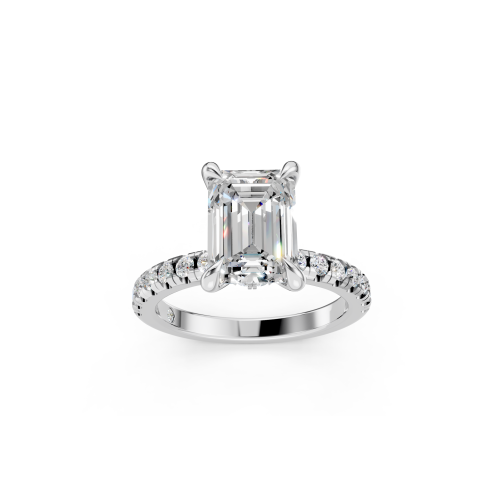 Contemporary Platinum Radiant Cut and Shield Diamond Ring (US Size 7)