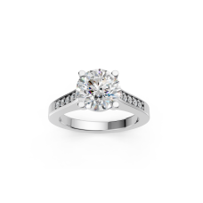 Elegant Platinum Oval and Half-Moon Three-Stone Ring (US Size 5)
