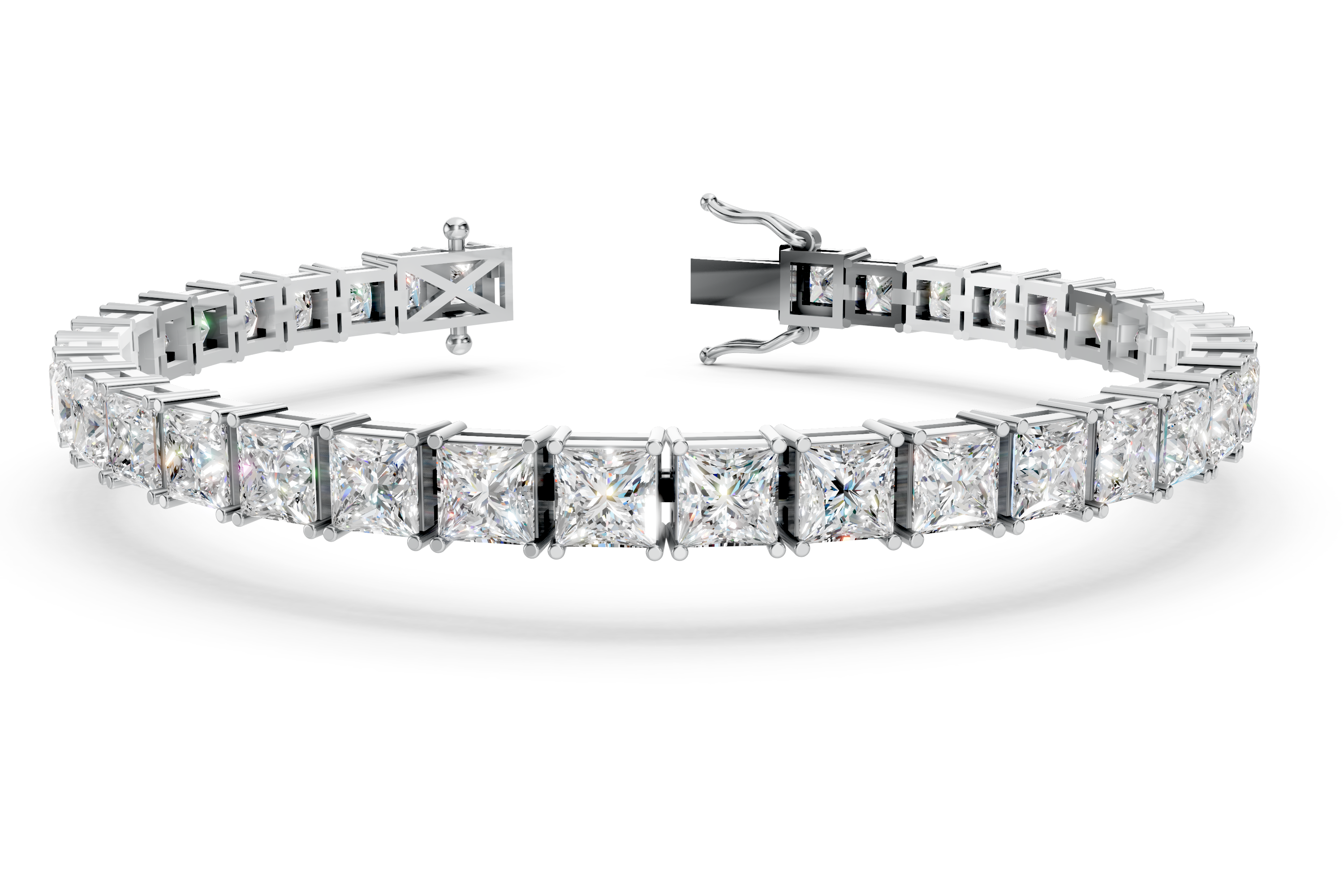 Grand Platinum Full Pave Diamond Eternity Bangle Bracelet