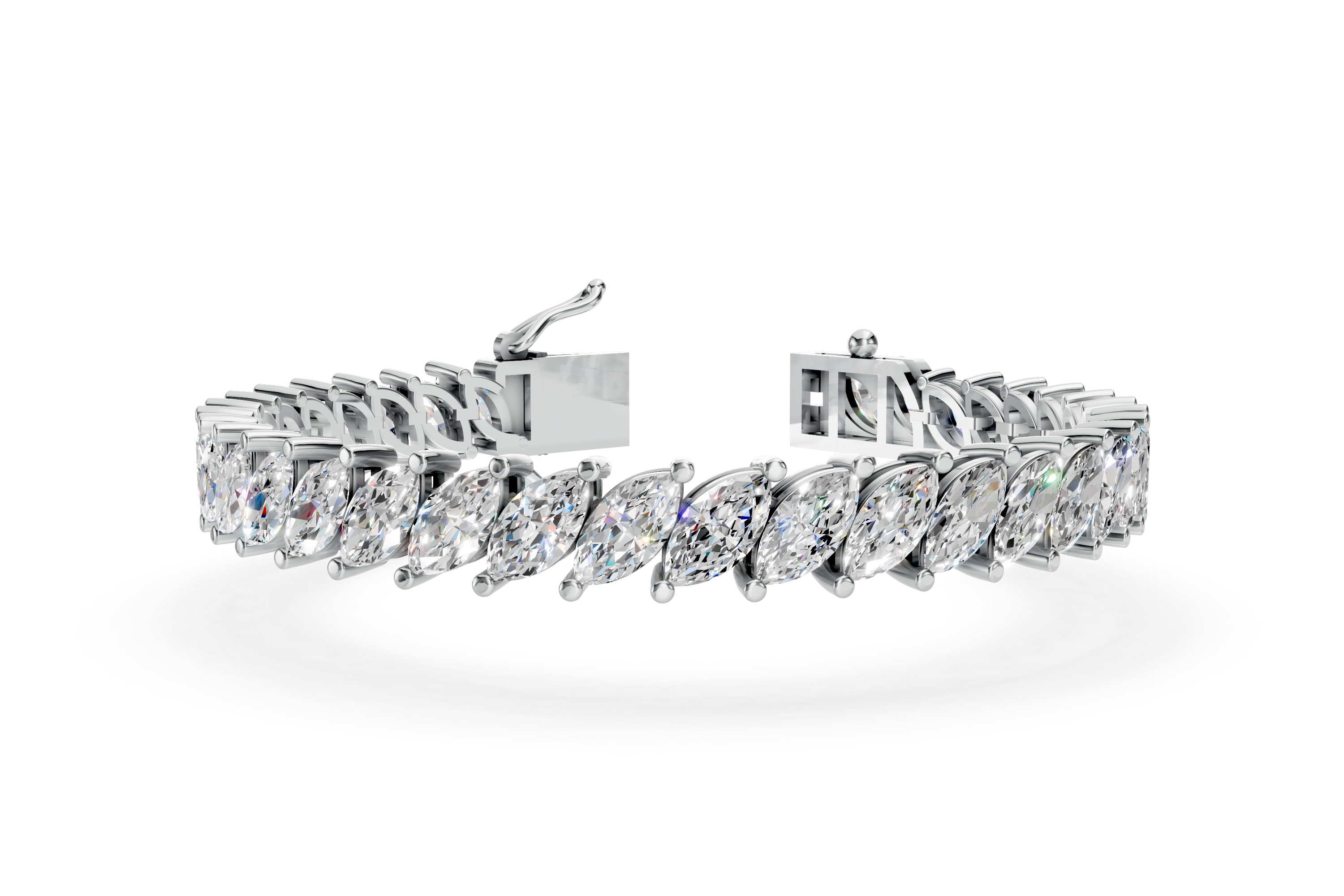 Grand Platinum Cushion Cut Diamond Line Bracelet (7 Inch)