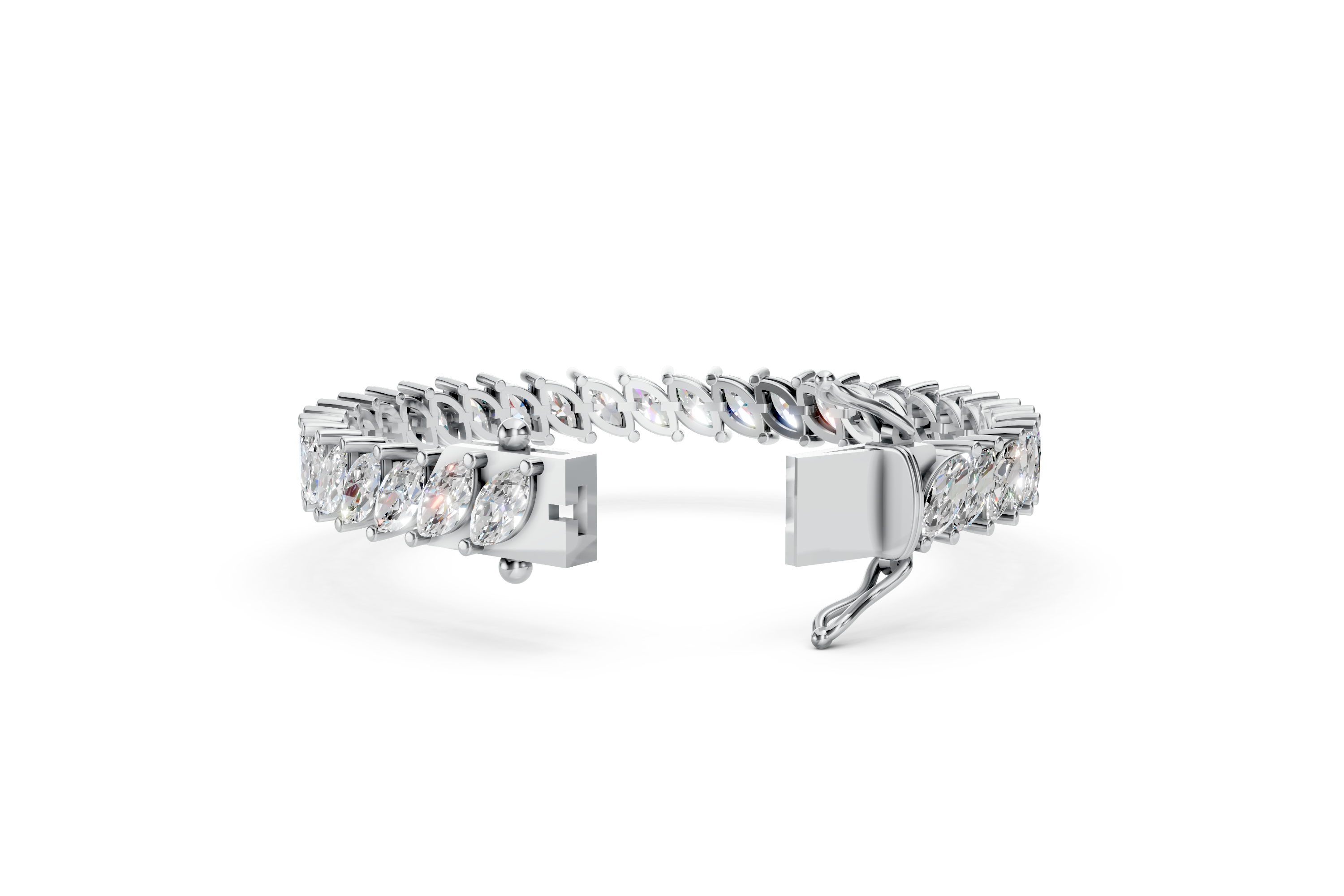 Grand Platinum Cushion Cut Diamond Line Bracelet (7 Inch)