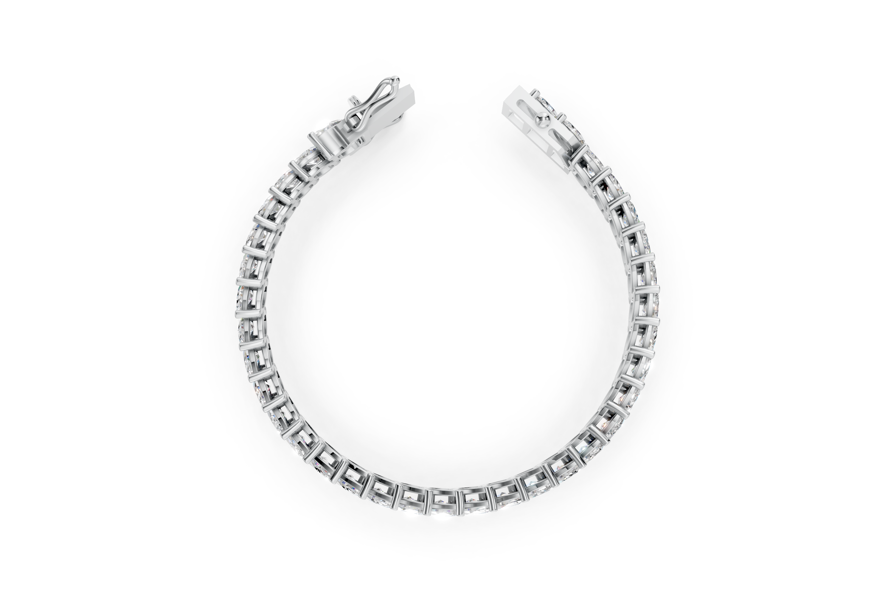 Grand Platinum Cushion Cut Diamond Line Bracelet (7 Inch)