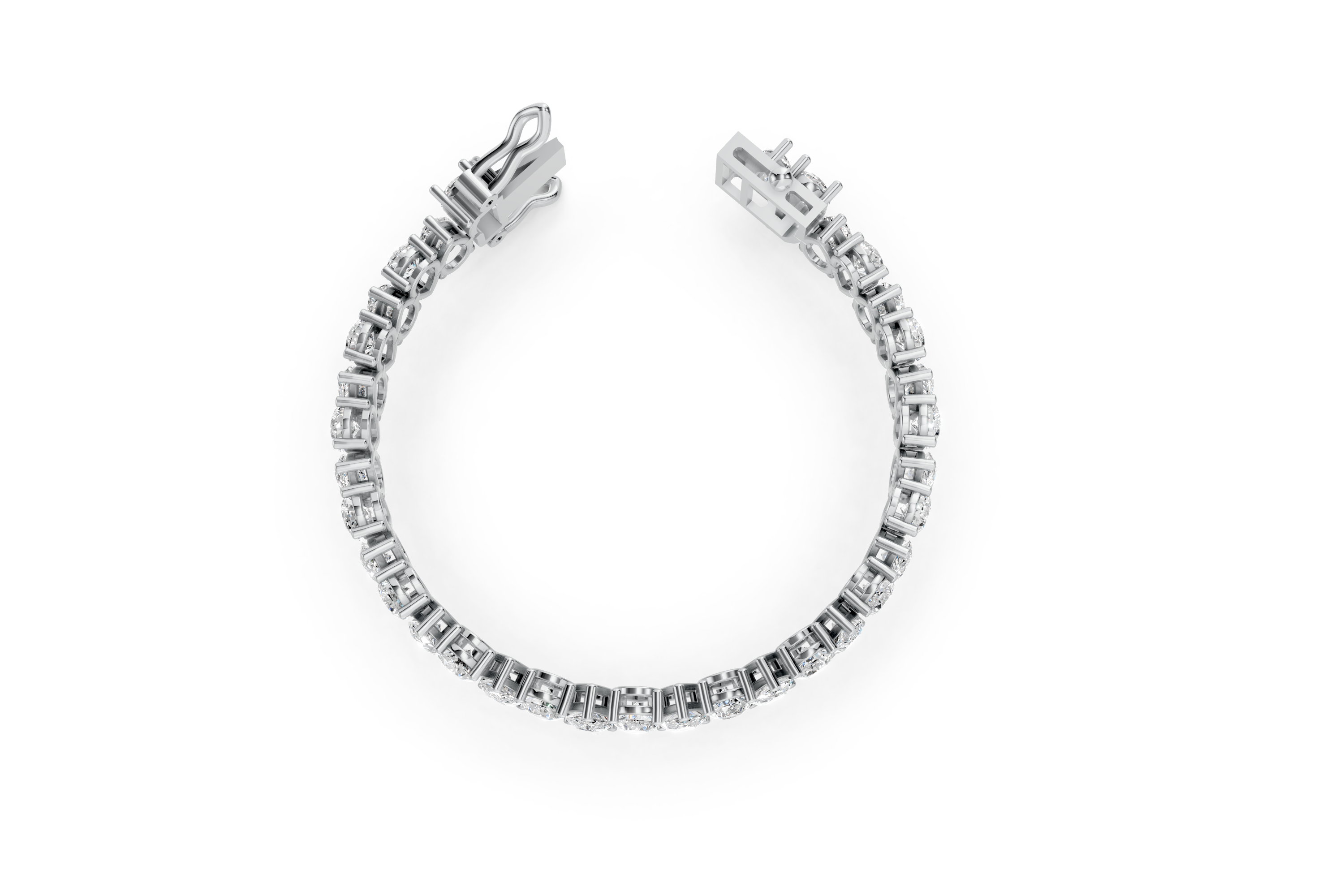 Elegant Platinum Pear-Shaped Diamond Line Bracelet (6.5 Inch)