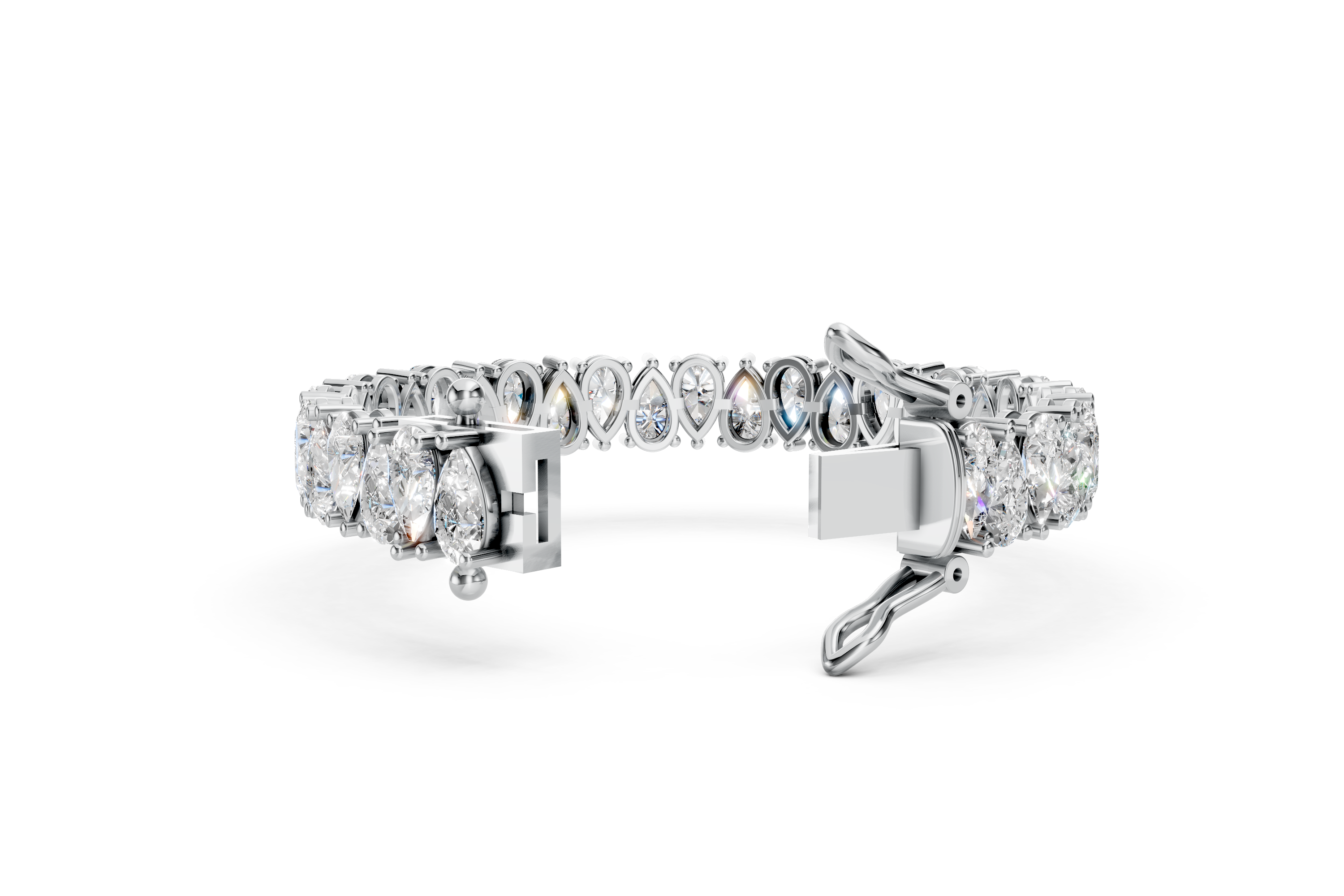 Elegant Platinum Pear-Shaped Diamond Line Bracelet (6.5 Inch)