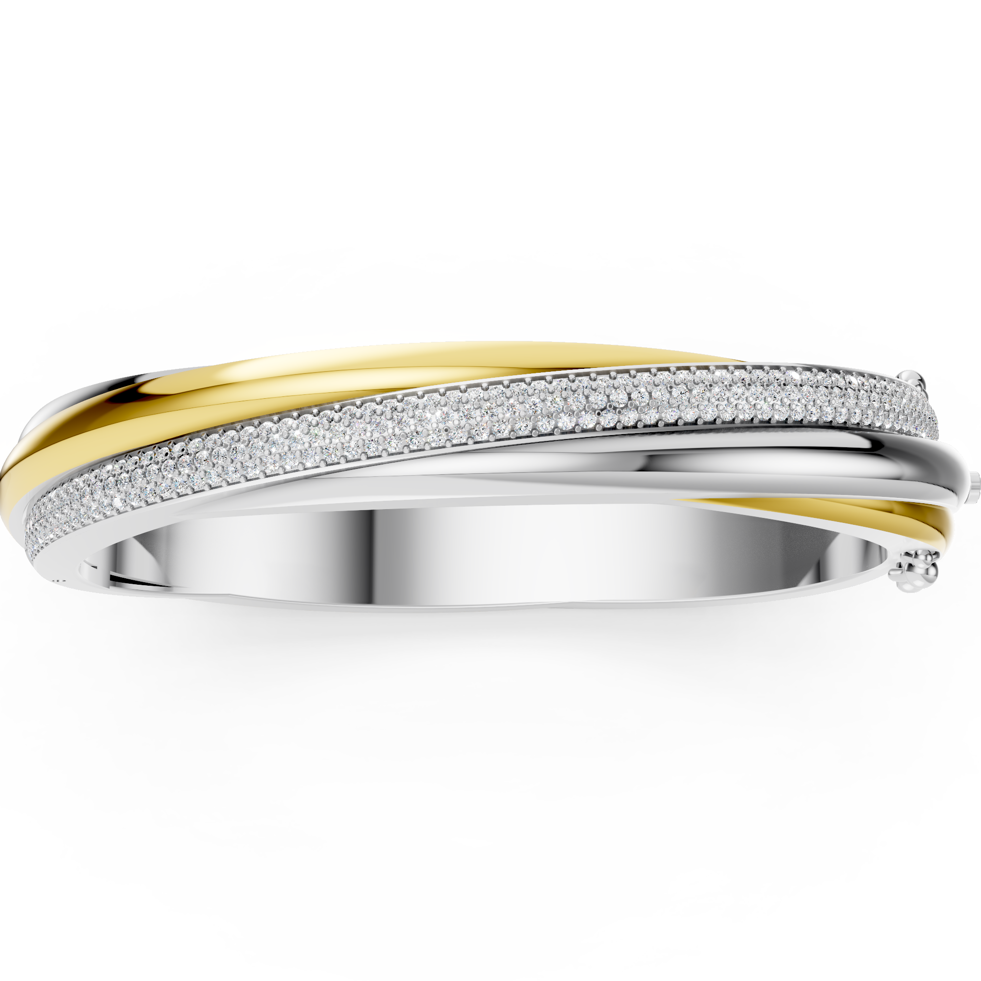 Luxurious Two-Tone Brand-Inspired Diamond Hinged Bangle Bracelet