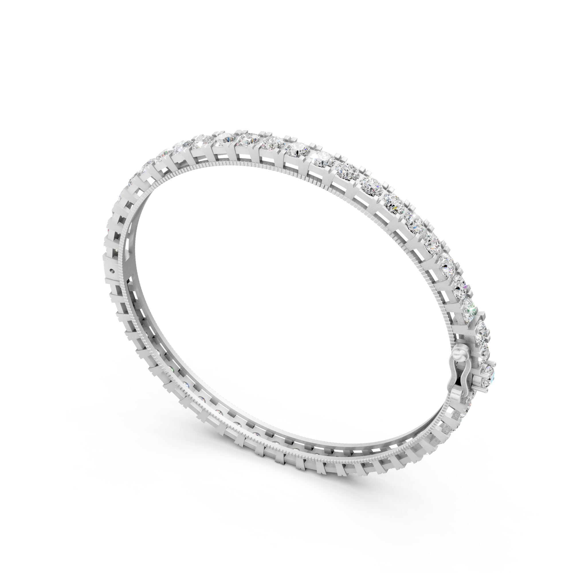 Exquisite Platinum Full-Diamond Tennis Bracelet with Round Brilliant Diamonds
