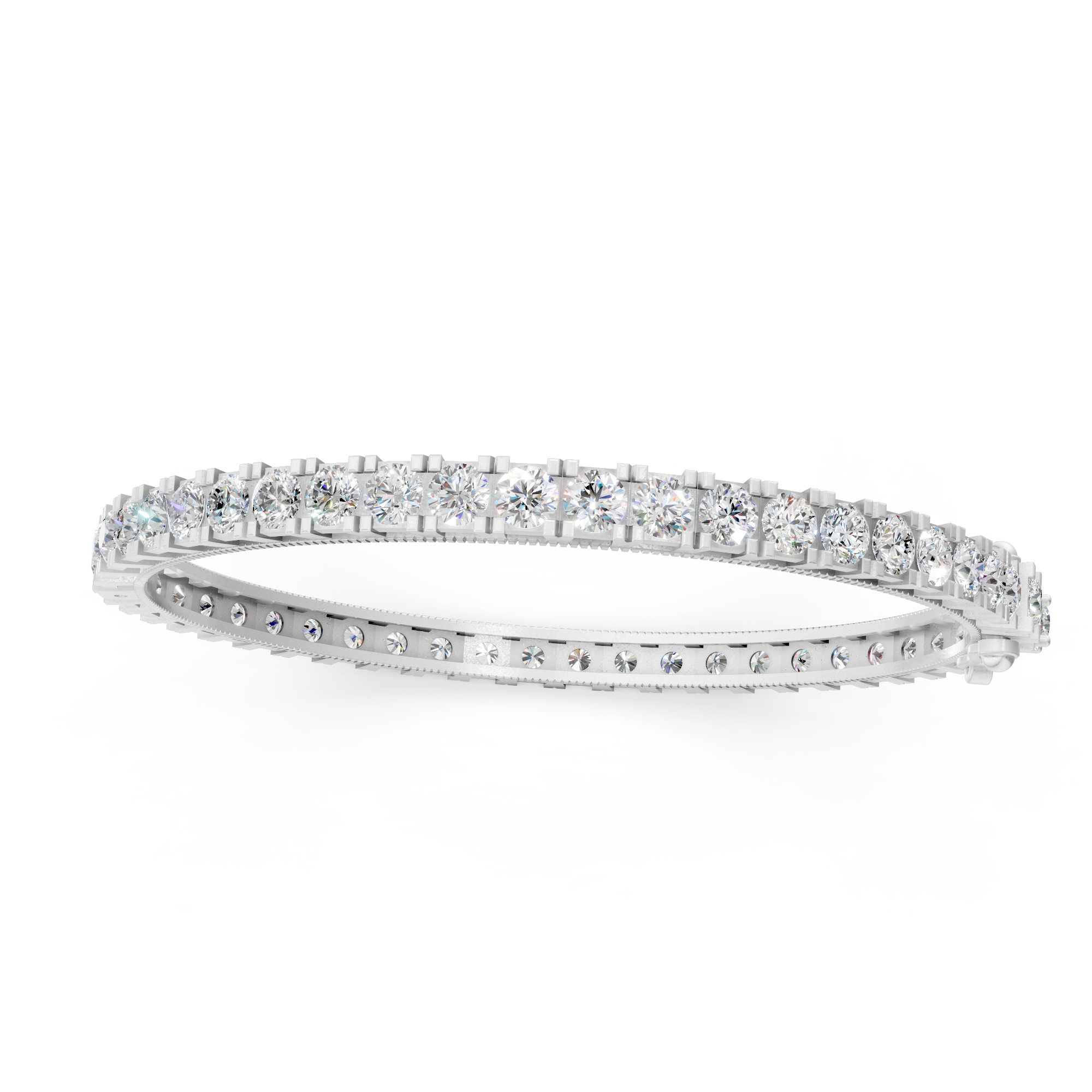 Exquisite Platinum Full-Diamond Tennis Bracelet with Round Brilliant Diamonds