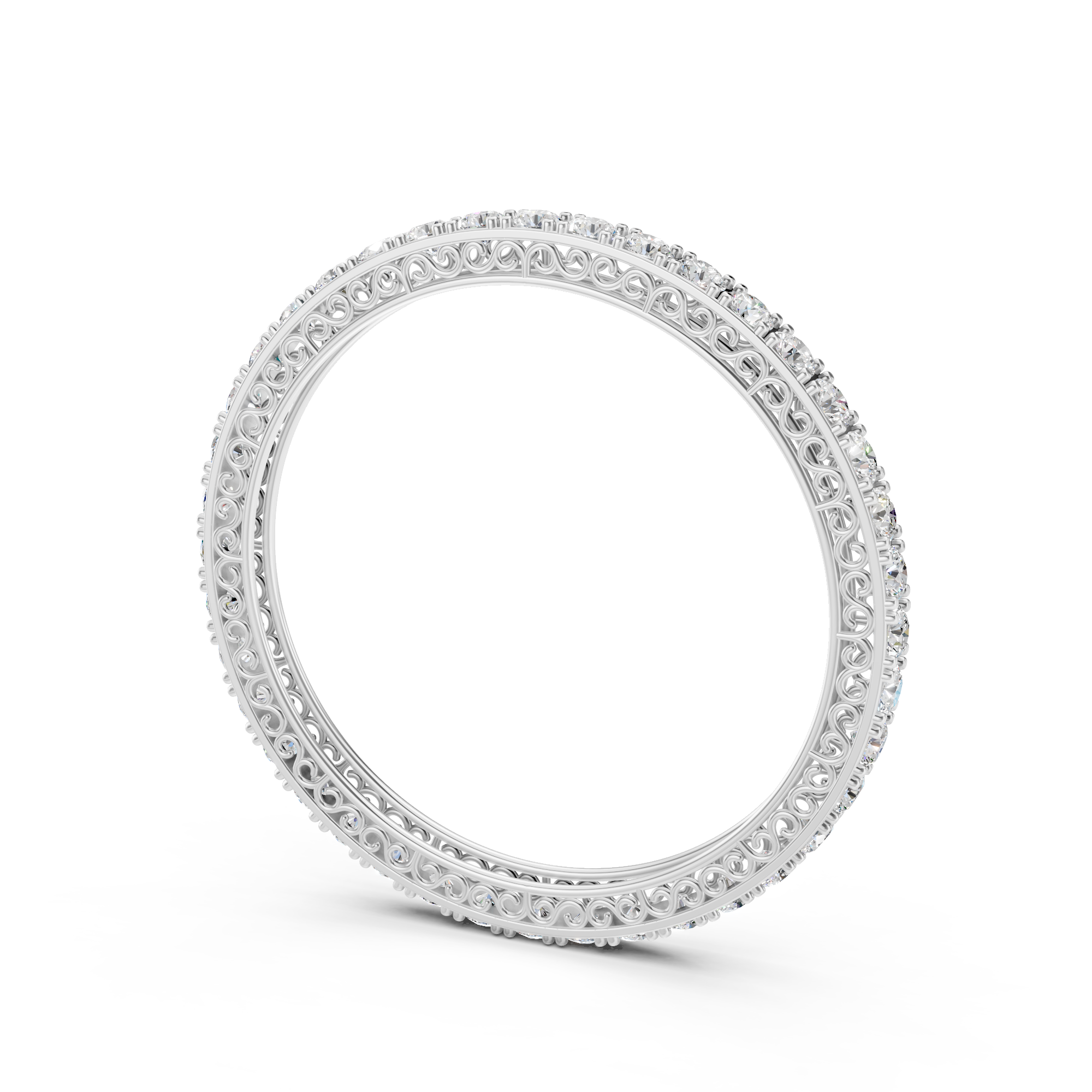 Opulent Platinum Full-Diamond Pave Eternity Bangle Bracelet