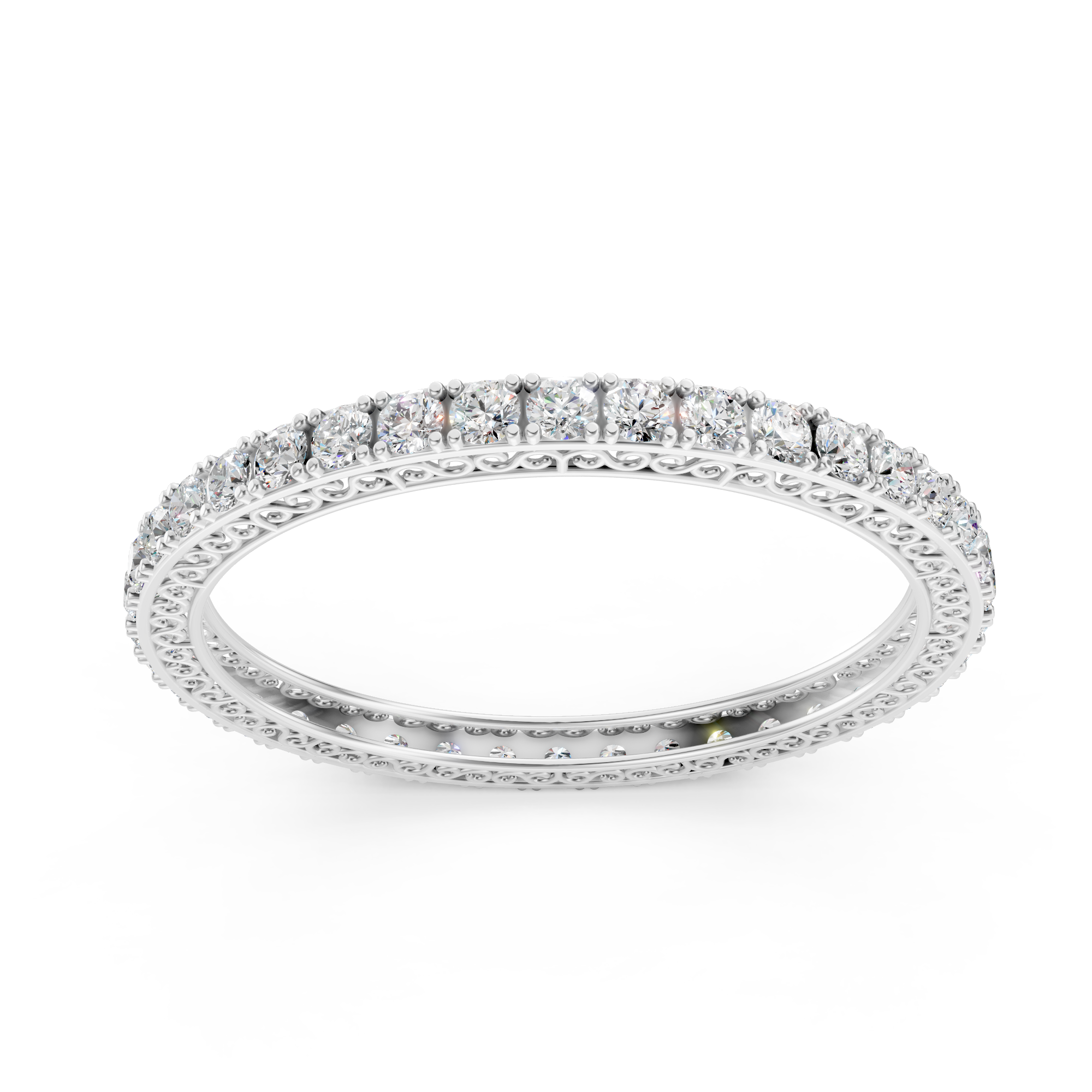 Opulent Platinum Full-Diamond Pave Eternity Bangle Bracelet