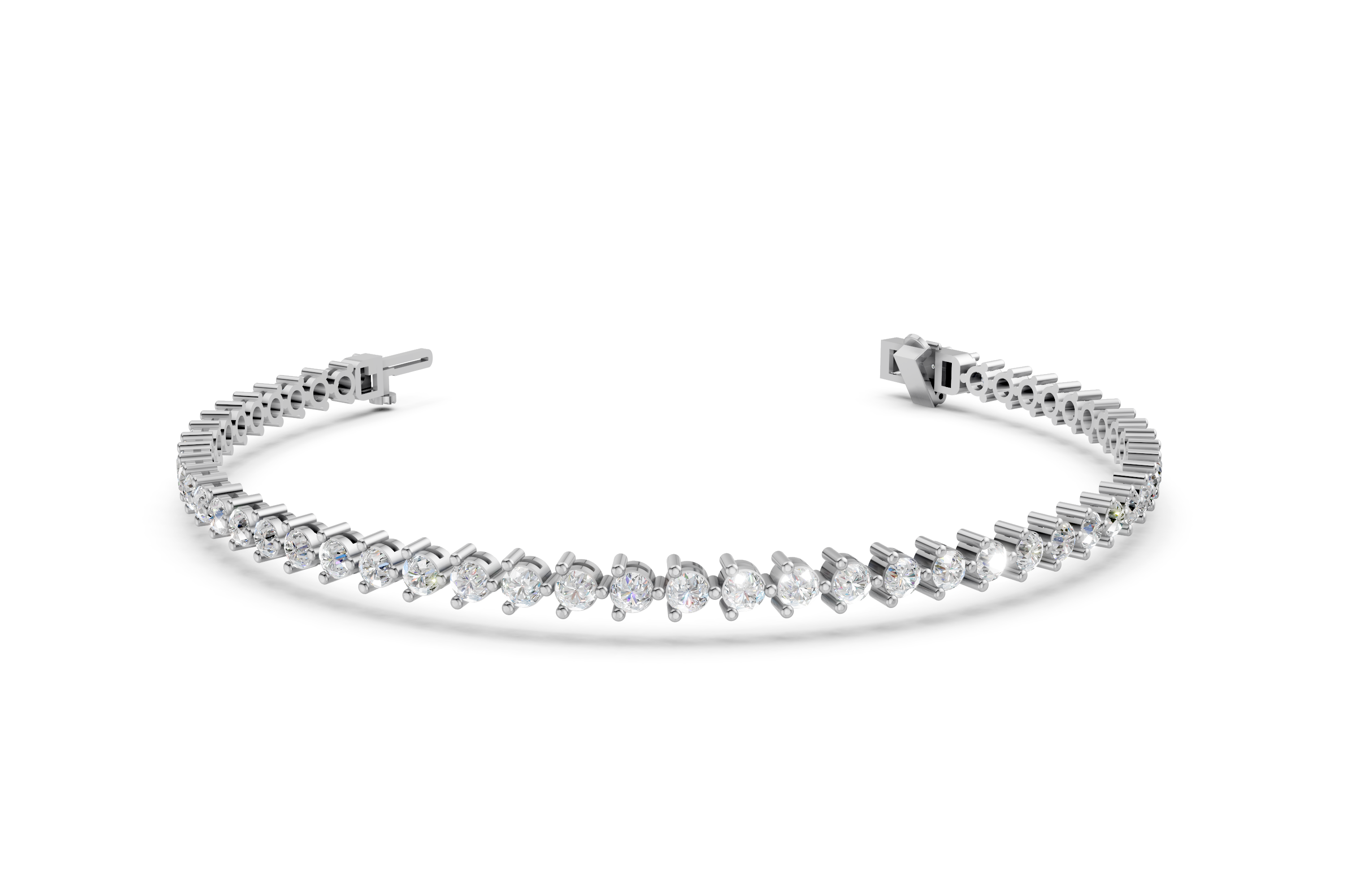 Classic Platinum Diamond Tennis Bracelet with Elegant Prong Settings (6.5 Inch)