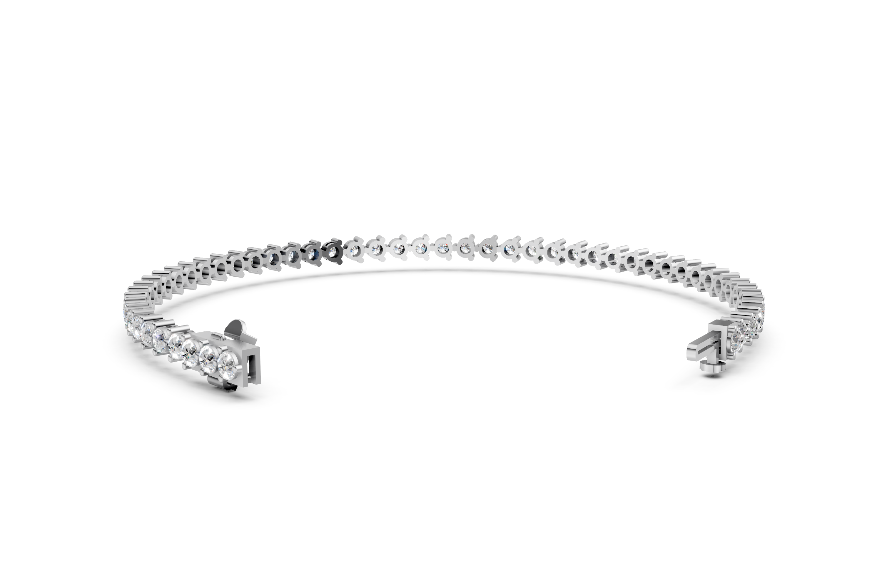 Classic Platinum Diamond Tennis Bracelet with Elegant Prong Settings (6.5 Inch)