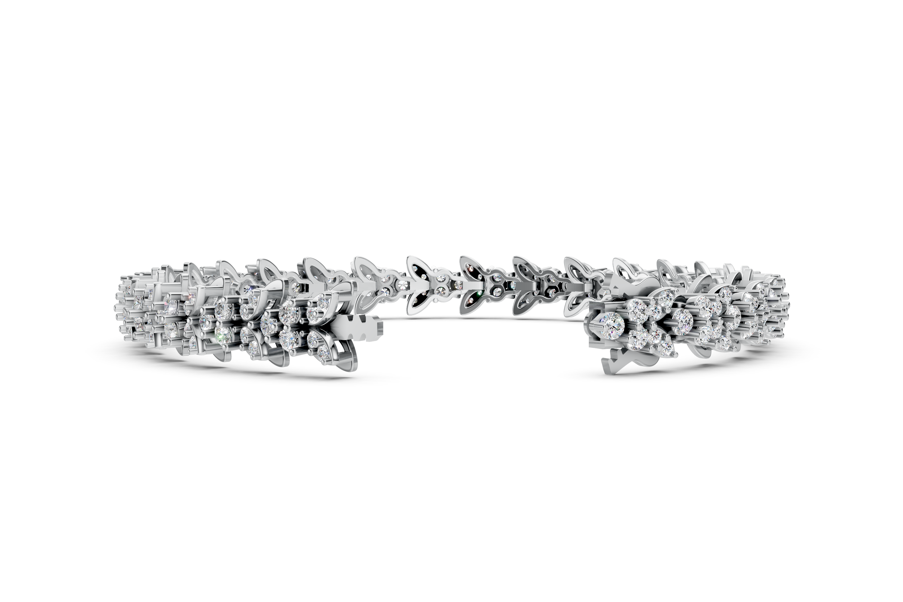 Enchanting Platinum Leaf Motif Diamond Bracelet (7 Inch)