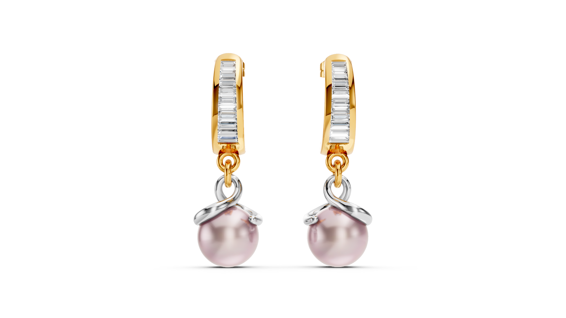 Two-Tone Diamond Drop Earrings