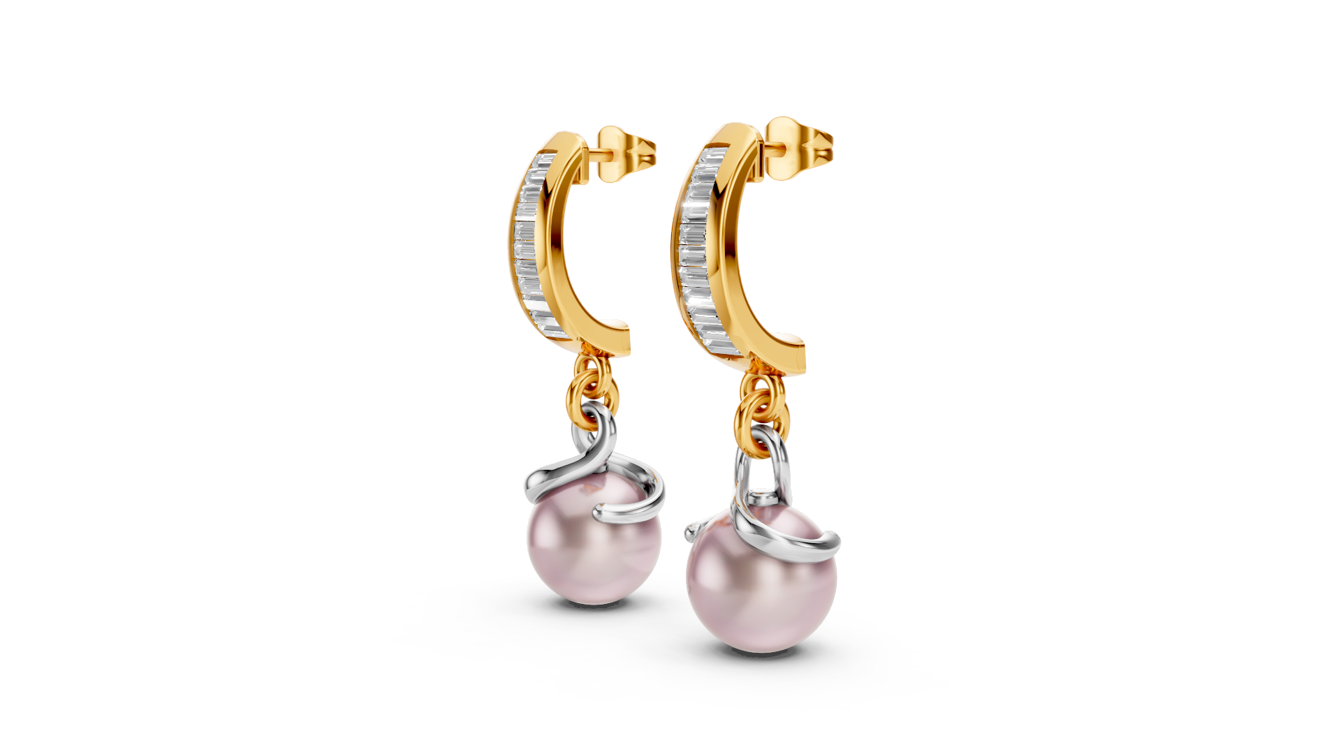 Two-Tone Diamond Drop Earrings