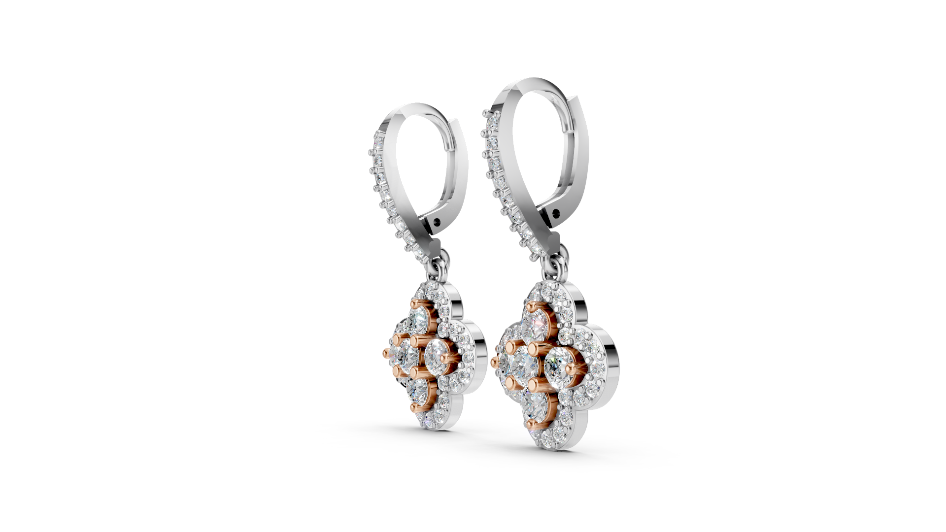 Two-Tone Abstract Diamond Drop Earrings