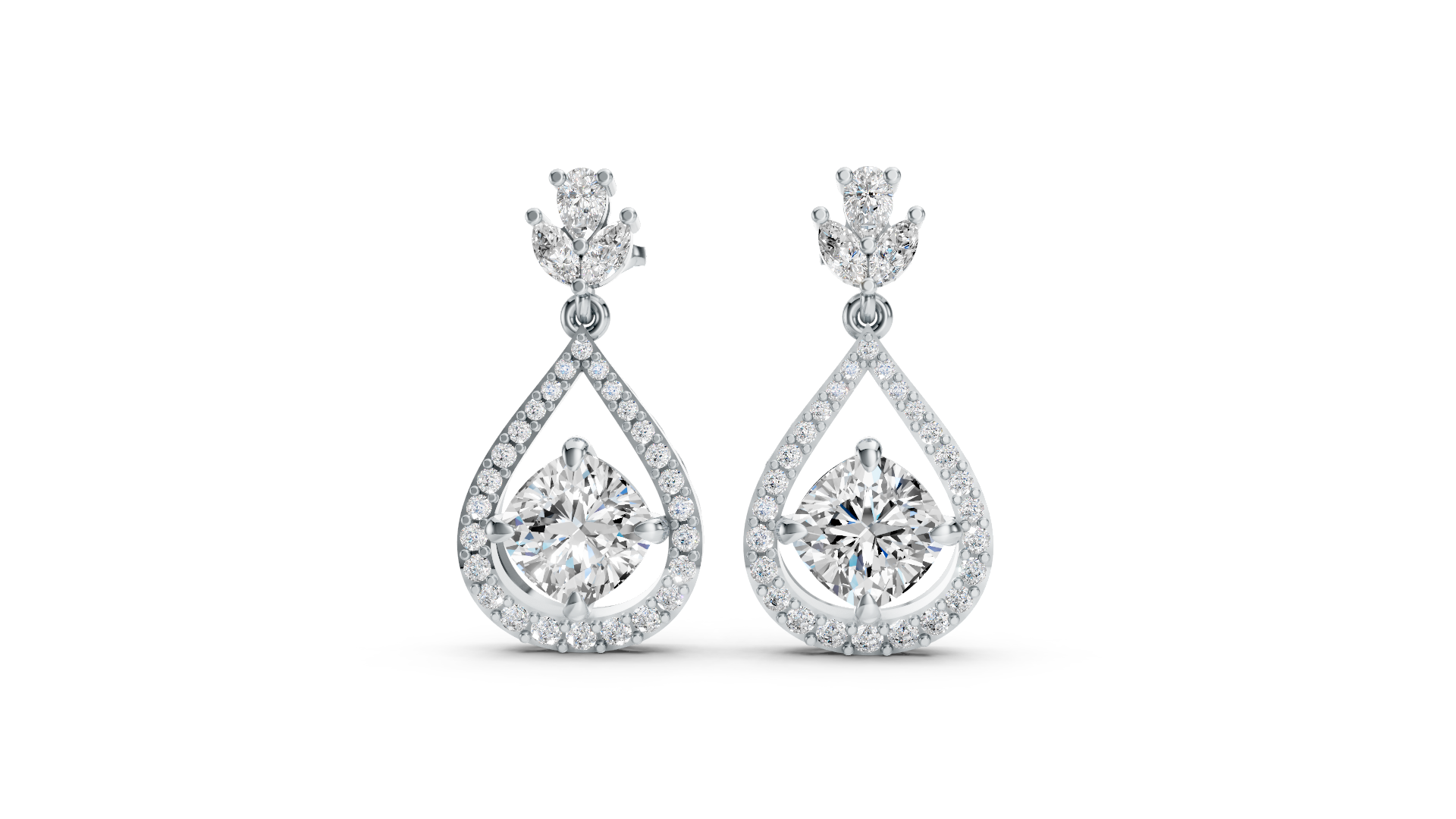 Exquisite Diamond Fan-Shaped Stud Earrings