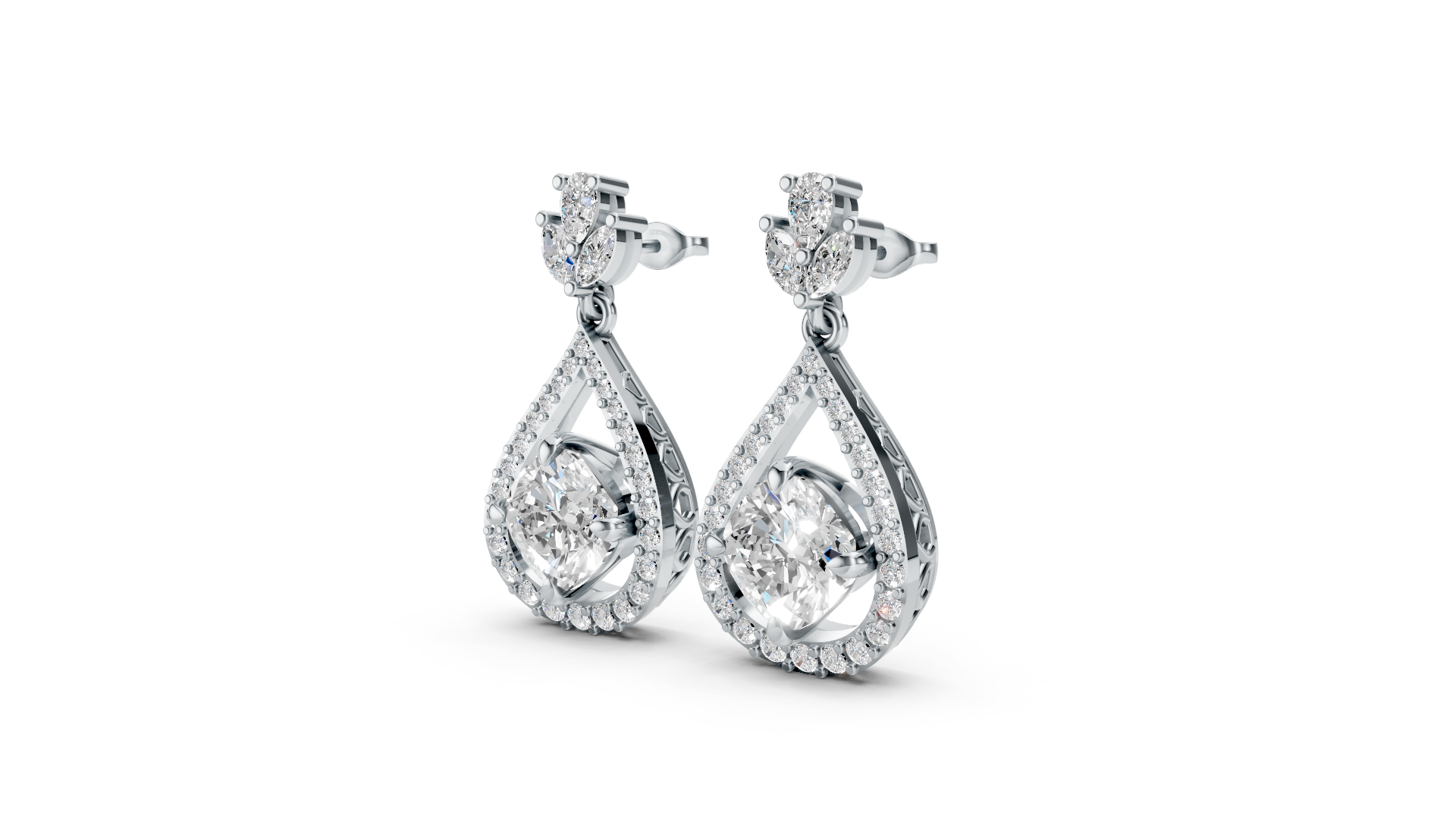 Exquisite Diamond Fan-Shaped Stud Earrings