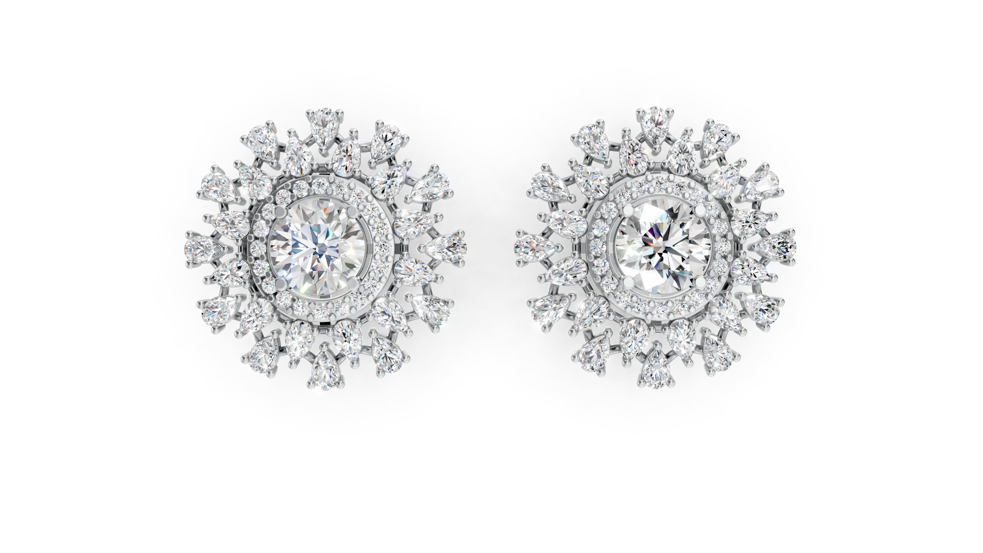 Articulated Round Cut Diamond Earrings