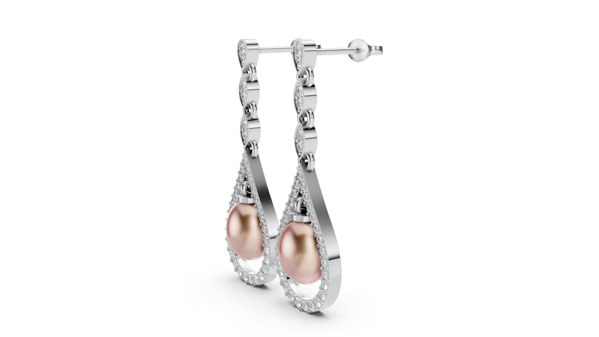 Graduated Three-Stone Diamond Drop Earrings