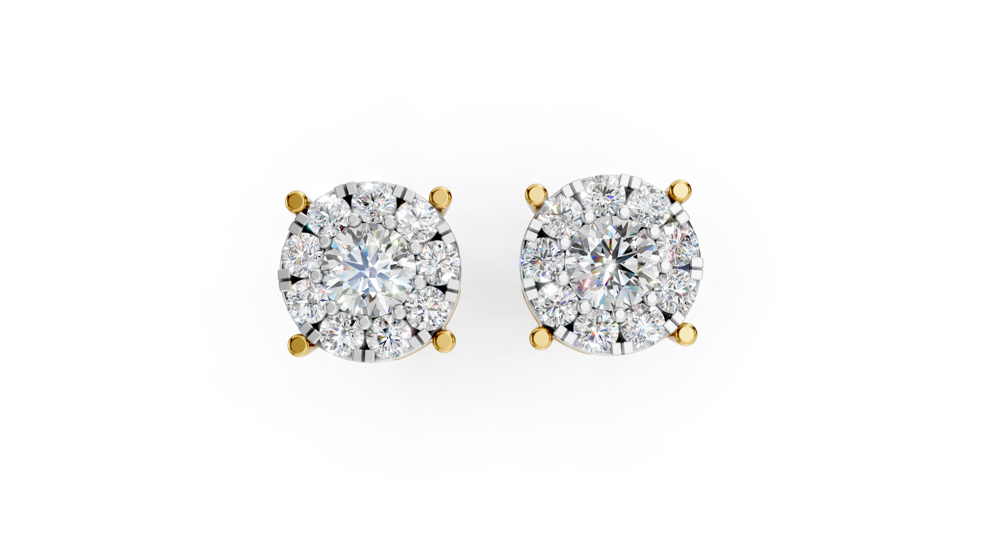 Two-Tone Geometric Diamond Stud Earrings