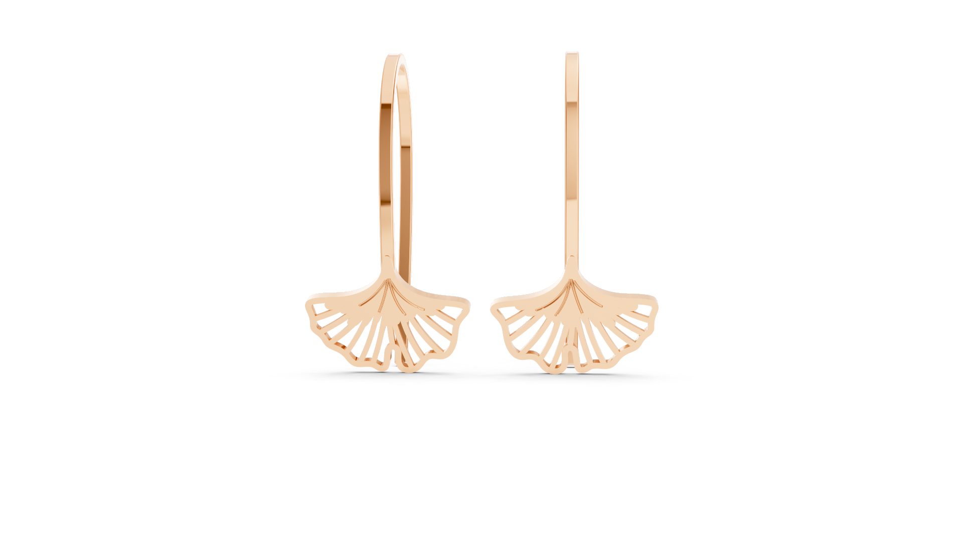 Elegant Rose Gold Ginkgo Leaf Drop Earrings