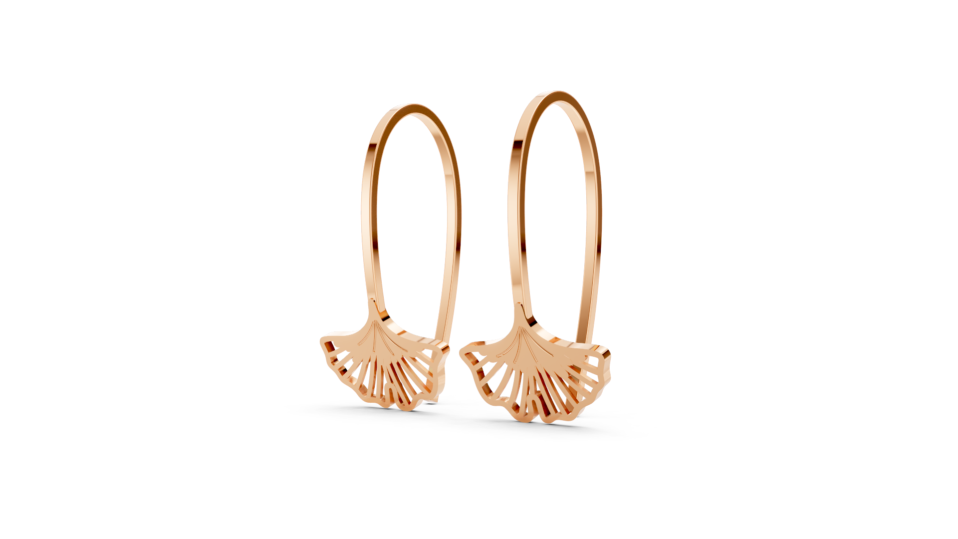 Elegant Rose Gold Ginkgo Leaf Drop Earrings