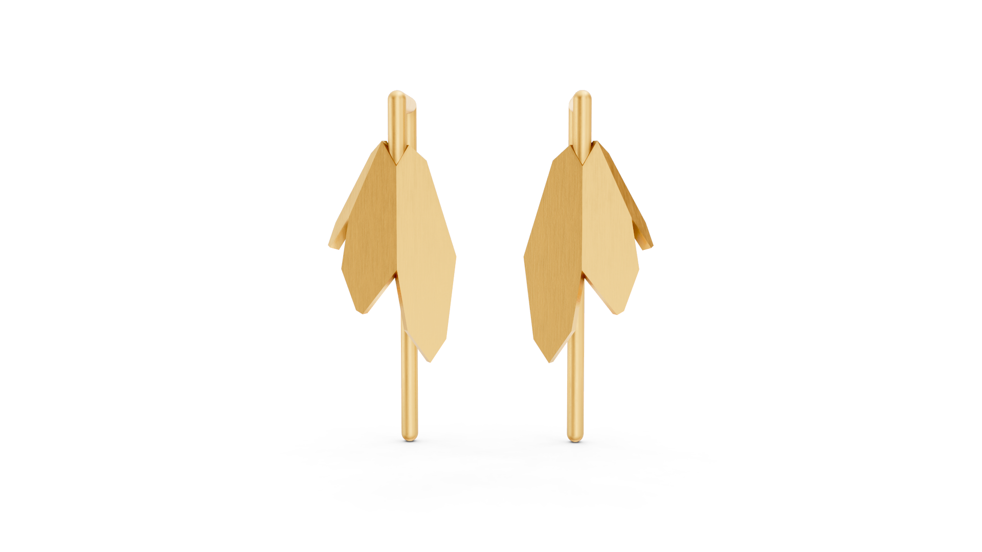 Modern Geometric Yellow Gold Drop Earrings